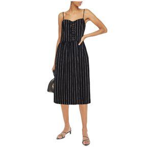 Reformation Serena Black Linen Midi Dress 2